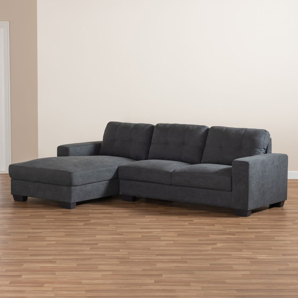 Baxton Studio - Langley Sectional Sofa in Dark Grey - J099C-Dark Grey-LFC view 5