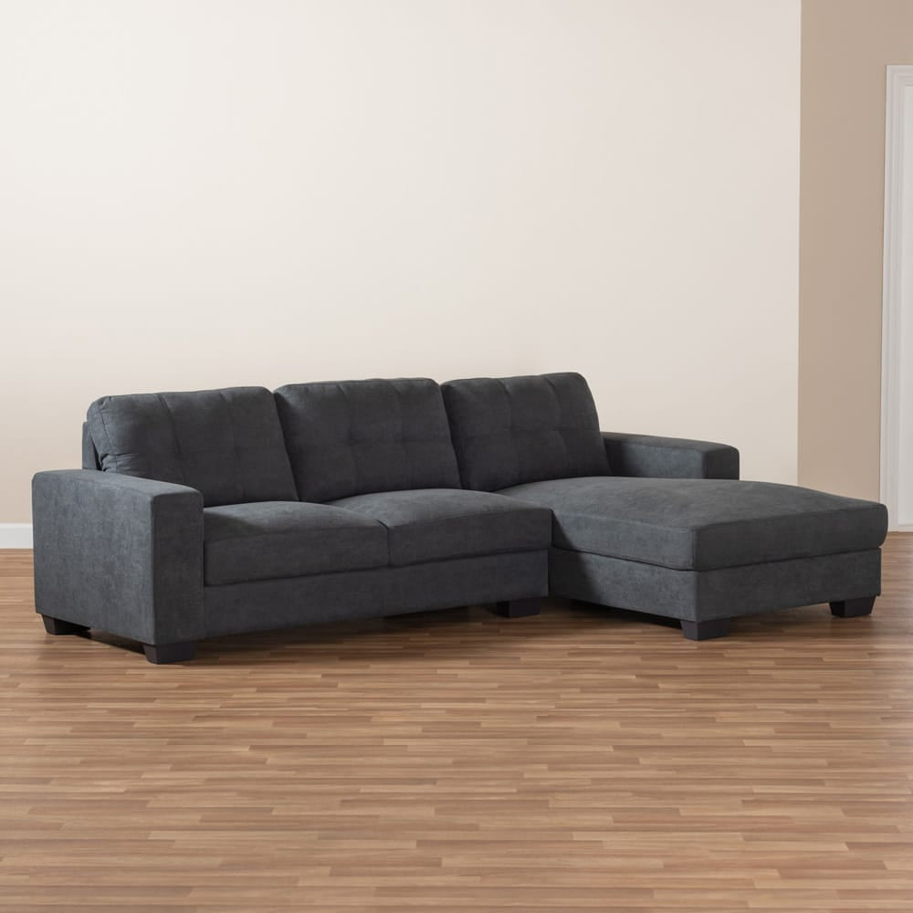 Baxton Studio - Langley Sectional Sofa in Dark Grey - J099C-Dark Grey-RFC view 5