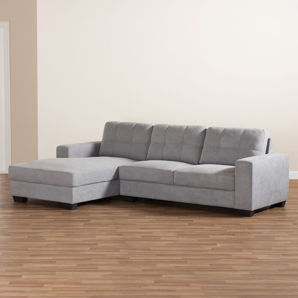 Baxton Studio - Langley Sectional Sofa in Light Grey - J099C-Light Grey-LFC view 5
