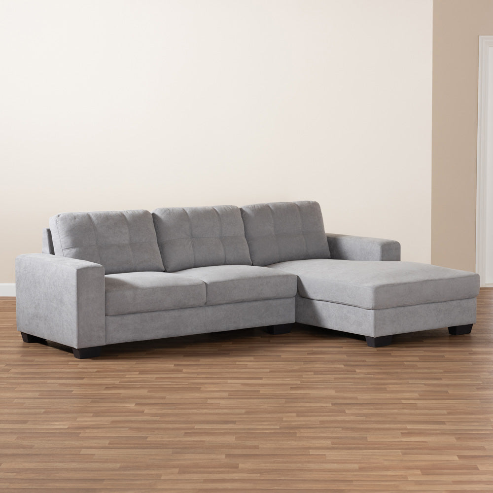 Baxton Studio - Langley Sectional Sofa in Light Grey - J099C-Light Grey-RFC view 5