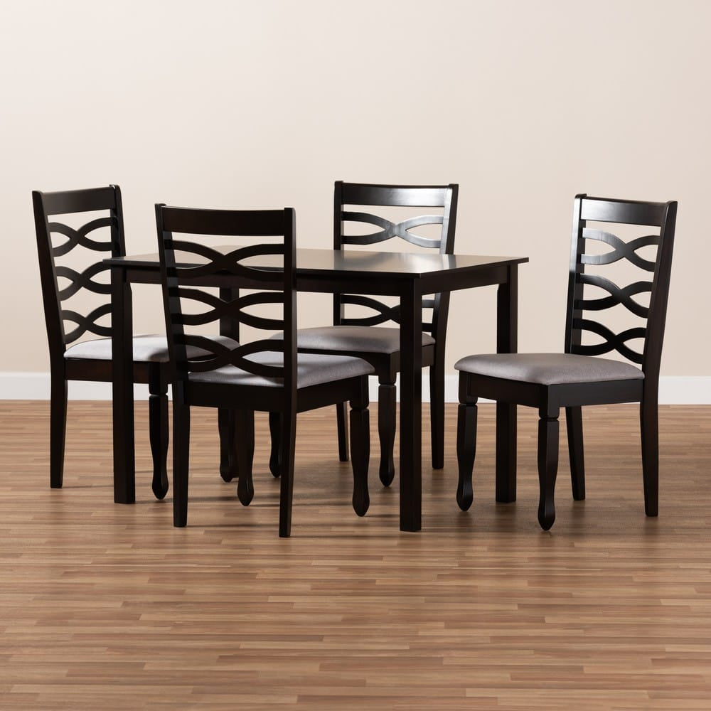 Baxton Studio - Lanier Dining Set in Gray/Espresso - RH318C-Grey/Dark Brown-5PC Dining Set view 4