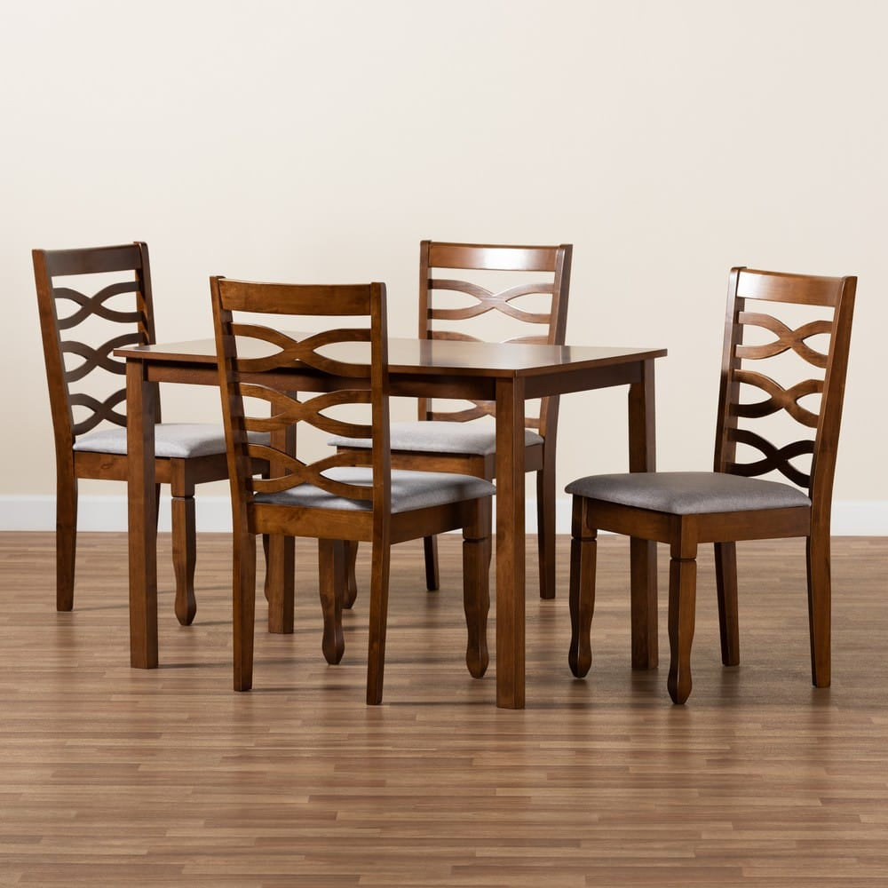 Baxton Studio - Lanier Dining Set in Grey/Walnut Brown - RH318C-Grey/Walnut-5PC Dining Set view 8