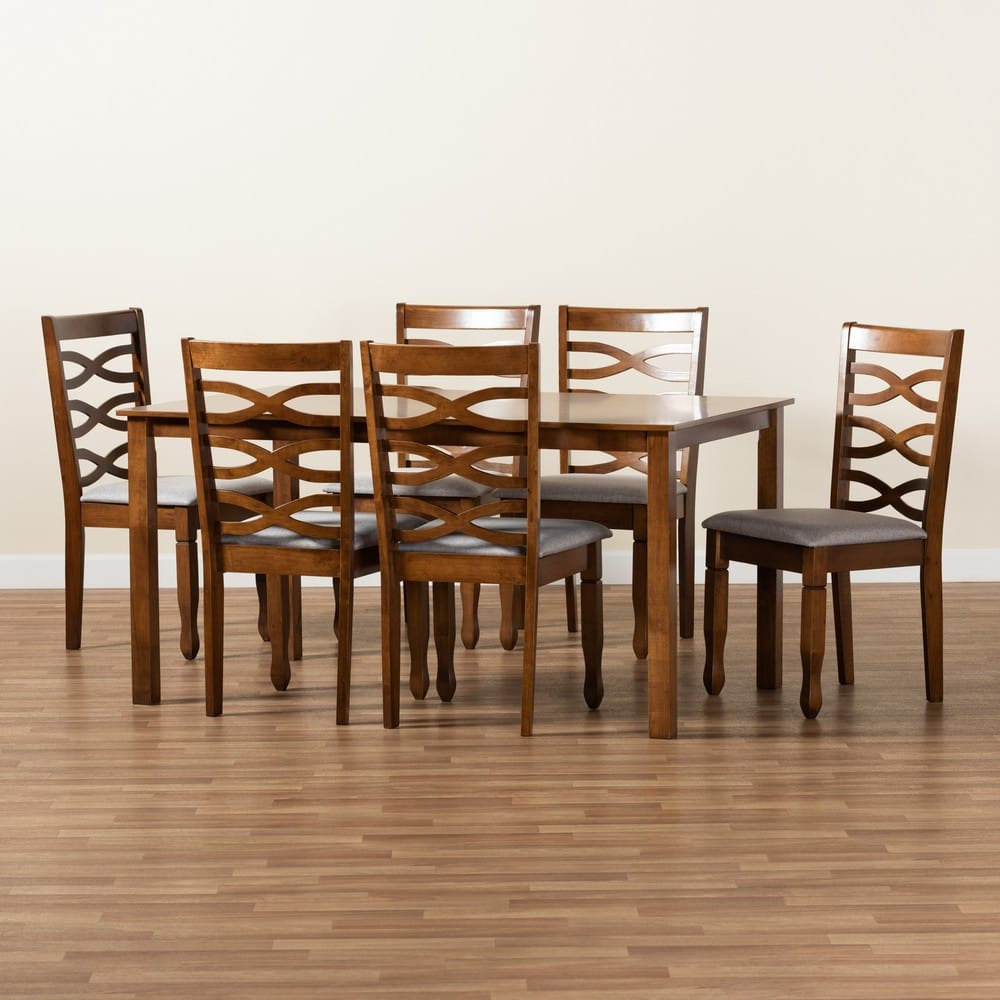 Baxton Studio - Lanier Dining Set in Grey/Walnut Brown - RH318C-Grey/Walnut-7PC Dining Set view 8
