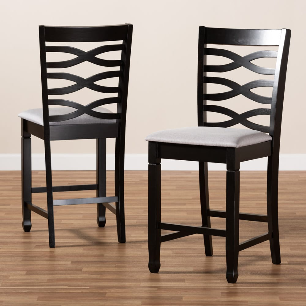 Baxton Studio - Lanier Set of 2 Counter Stools in Gray/Espresso - RH318P-Grey/Dark Brown-PC view 6