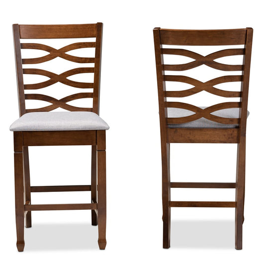 Baxton Studio - Lanier Set of 2 Counter Stools in Grey/Walnut - RH318P-Grey/Walnut-PC view 2