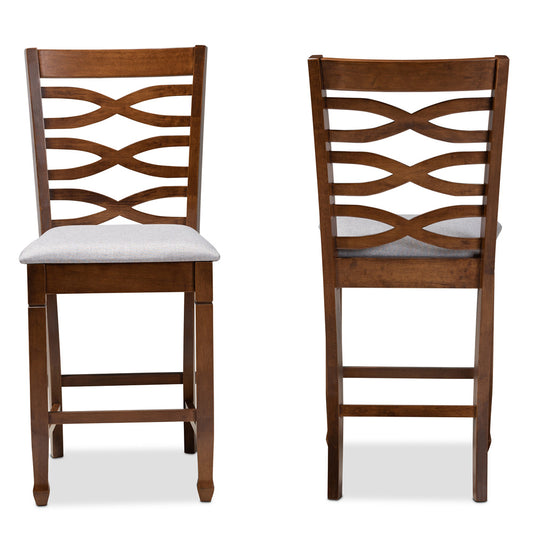 Baxton Studio - Lanier Set of 2 Counter Stools in Grey/Walnut - RH318P-Grey/Walnut-PC view 2
