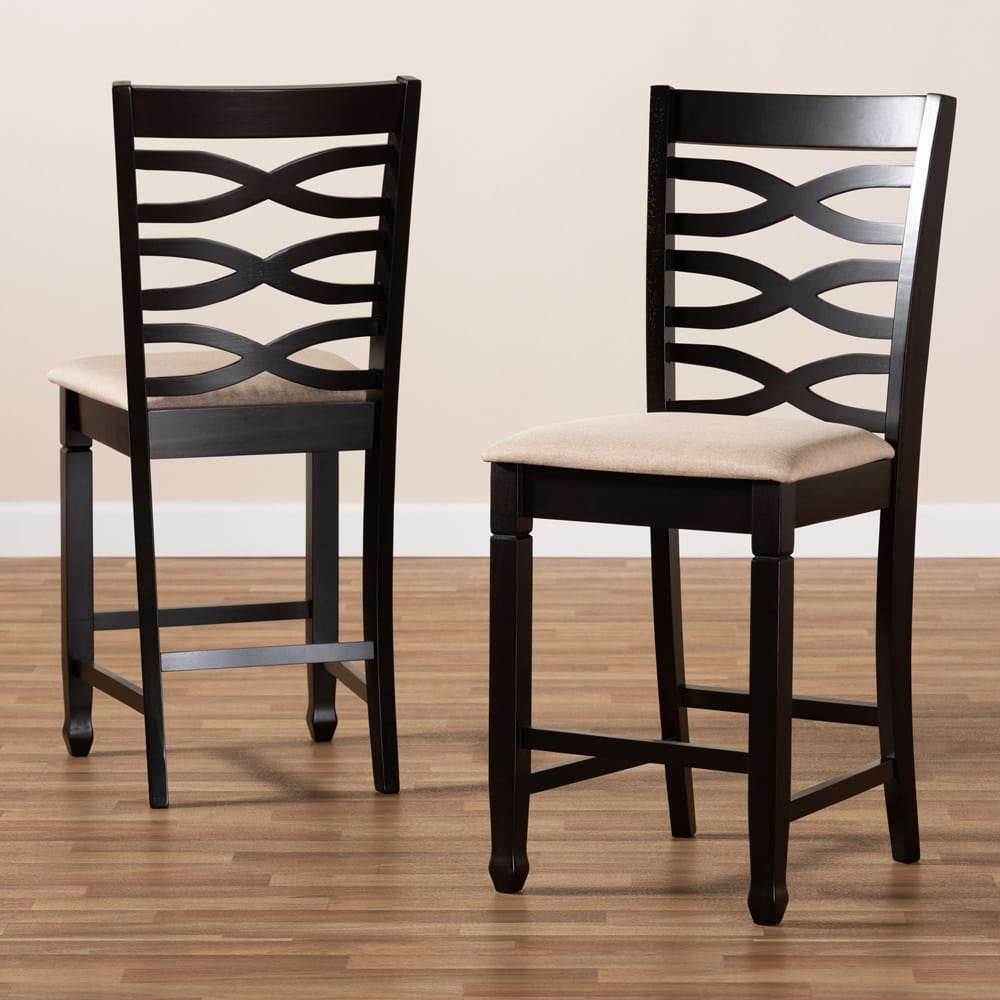 Baxton Studio - Lanier Set of 2 Counter Stools in Sand Brown/Espresso - RH318P-Sand/Dark Brown-PC view 6