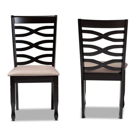 Baxton Studio - Lanier Set of 2 Dining Chairs in Sand/Dark Brown - RH318C-Sand/Dark Brown-DC-2PK view 2