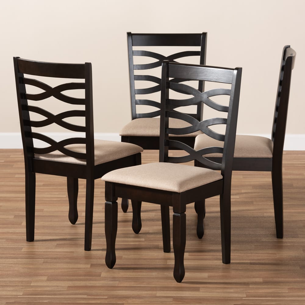 Baxton Studio - Lanier Set of 4 Dining Chairs in Sand Brown/Espresso - RH318C-Sand/Dark Brown-DC-4PK view 6