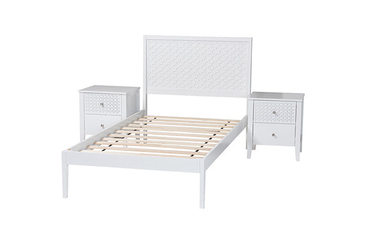 Baxton Studio - Lara Bedroom Set - Lara-White Solid-3PC Twin Bedroom Set view 2