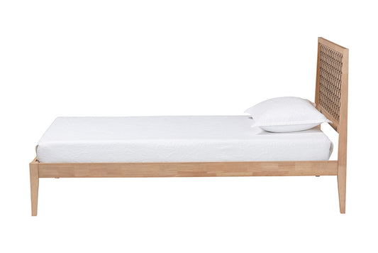 Baxton Studio - Lara Twin Size Bed - Lara-Natural Wood-Twin Bed view 2