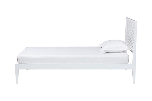 Baxton Studio - Lara Twin Size Bed - Lara-White Solid-Twin Bed view 2