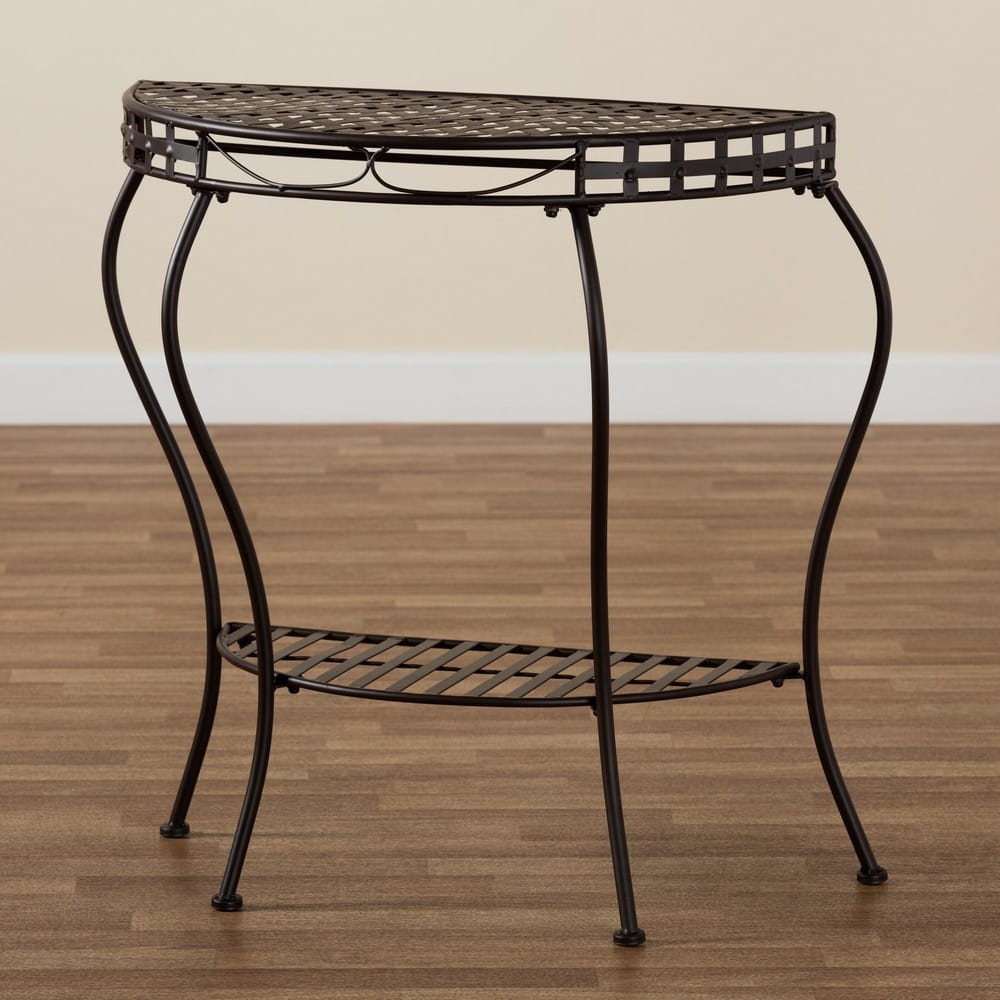 Baxton Studio - Laraine Console Table in Brown - H01-99057A-Metal Console Table view 8
