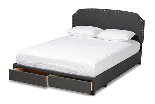 Baxton Studio - Larese Queen Size Bed - Larese-Charcoal Grey-Queen view 2