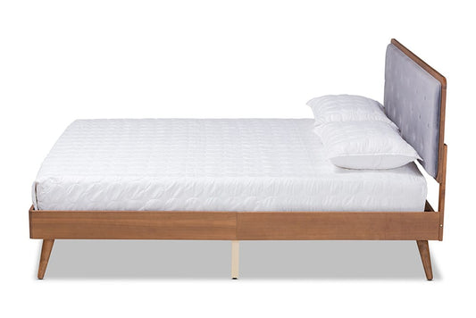 Baxton Studio - Larue King Size Bed - MG0020-1S-Grey Velvet/Walnut-King view 2