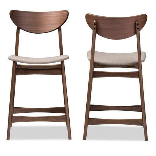 Baxton Studio - Latina Set of 2 Bar Stools in Light Grey - Latina Barstool-Light Grey view 2