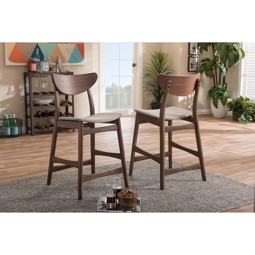 Baxton Studio - Latina Set of 2 Bar Stools in Light Grey - Latina Barstool-Light Grey view 4