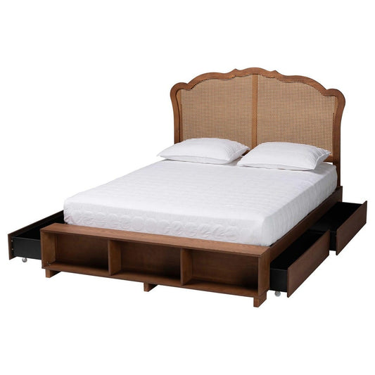 Baxton Studio - Latrell Queen Bed w/ Headboard in Walnut Brown - MG9773-1/6001-1S-Queen view 2