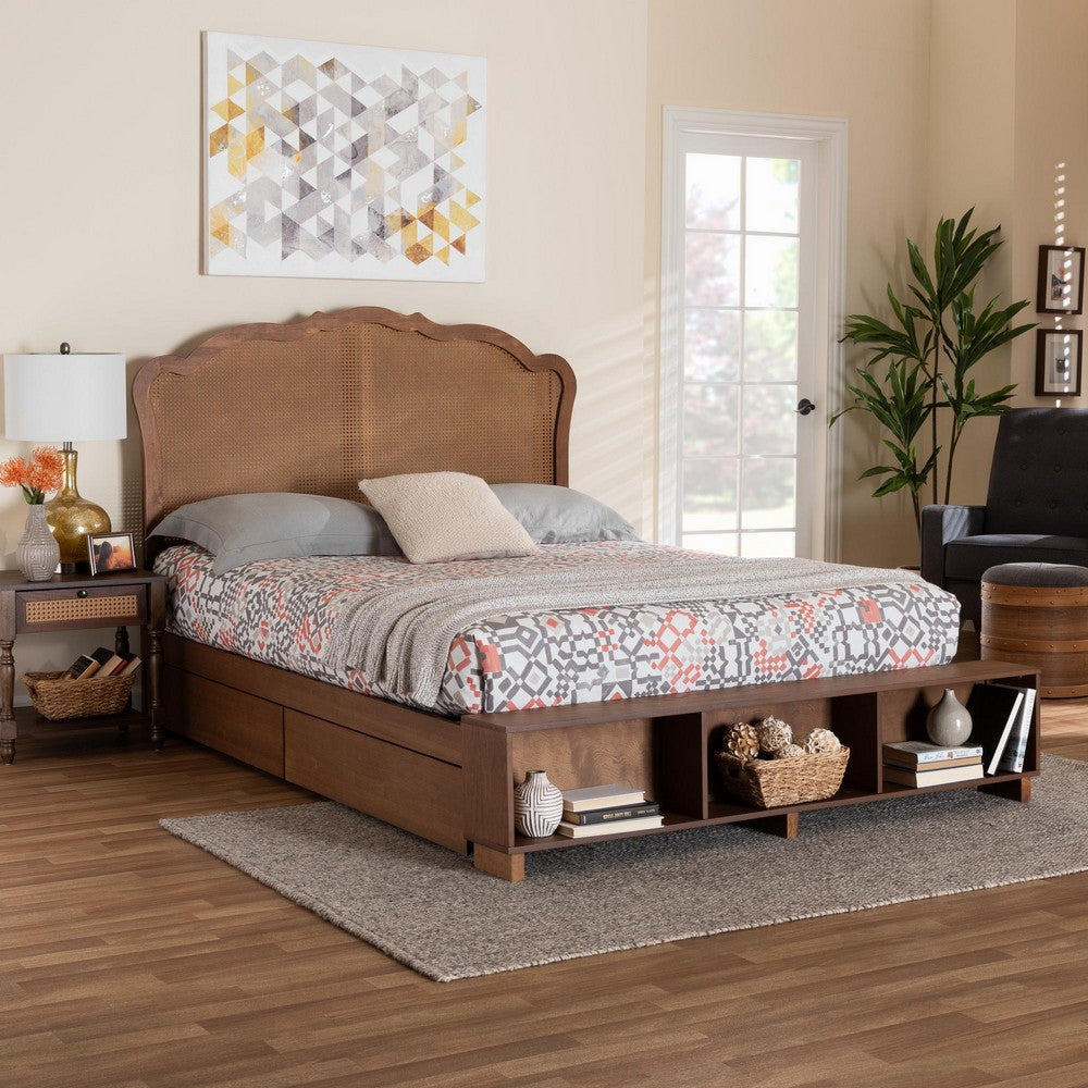 Baxton Studio - Latrell Queen Bed w/ Headboard in Walnut Brown - MG9773-1/6001-1S-Queen view 11