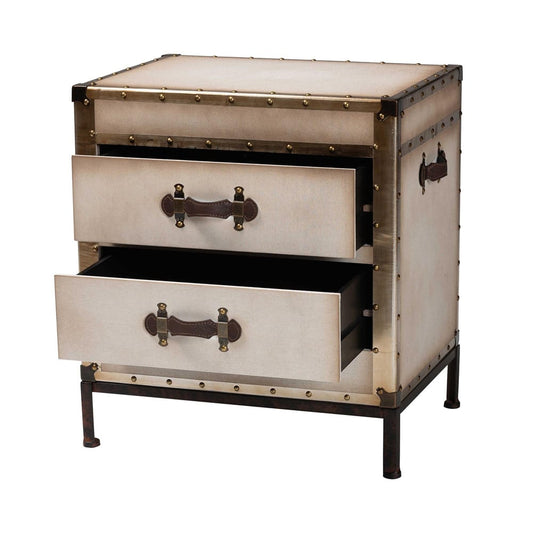 Baxton Studio - Laura End Table in White/Coffee/Black - JY23B236-Laura-White Trunk-ET view 2