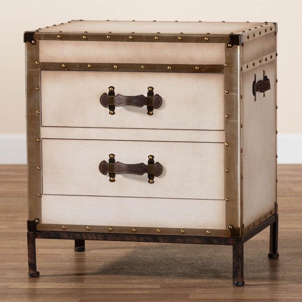 Baxton Studio - Laura End Table in White/Coffee/Black - JY23B236-Laura-White Trunk-ET view 9
