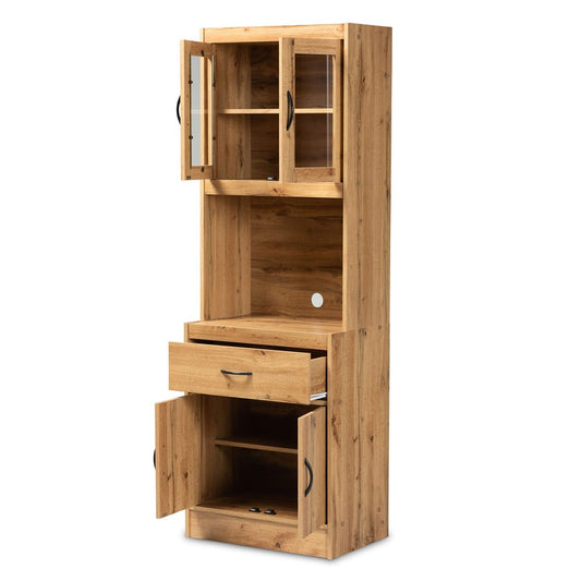 Baxton Studio - Laurana Kitchen Cabinet/Hutch in Oak Brown - WS883200-Wotan Oak view 2