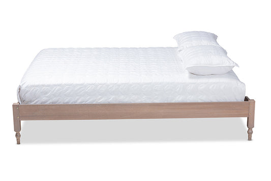 Baxton Studio - Laure Full Size Bed Frame - MG0011-Antique Oak-Full view 2