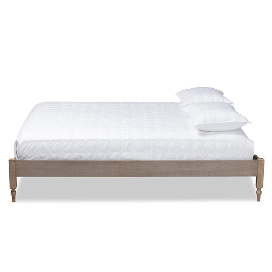 Baxton Studio - Laure Queen Size Bed Frame in Weathered Grey - MG0011-Weather Grey-Queen view 2