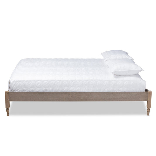 Baxton Studio - Laure Queen Size Bed Frame in Weathered Grey - MG0011-Weather Grey-Queen view 2