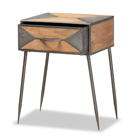 Baxton Studio - Laurel End Table in Grey/Oak Brown - AM19137-Oak/Grey-ET view 2