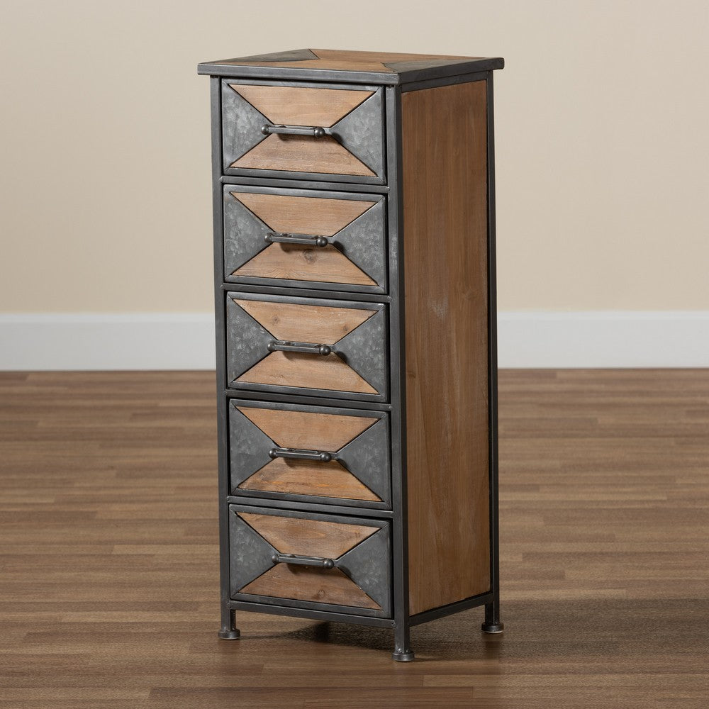 Baxton Studio - Laurel Storage Cabinet in Grey/Oak Brown - AM19134-Oak/Grey-5DW-Cabinet view 7
