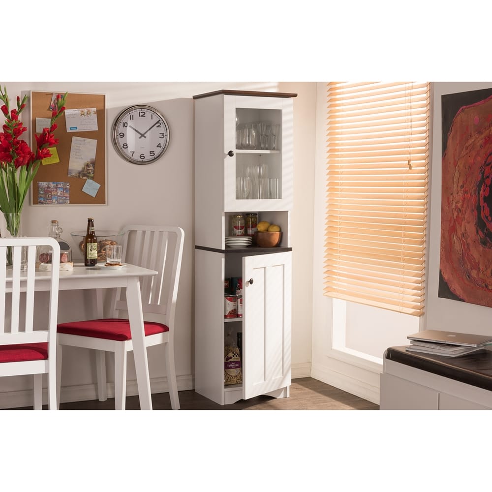 Baxton Studio - Lauren Kitchen Storage Cabinet in White/Wenge - DR 883300-White/Wenge view 6