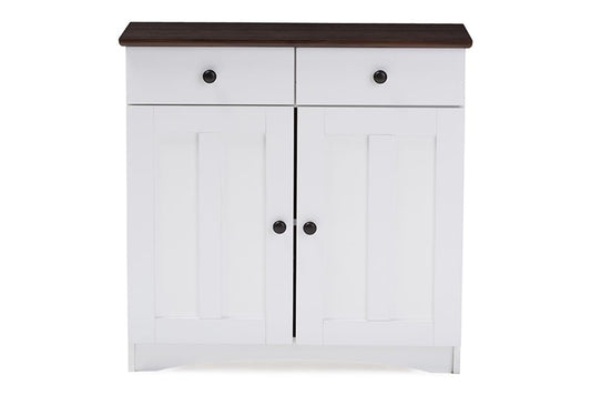 Baxton Studio - Lauren Kitchen Storage Cabinet in White/Wenge - DR 883400-White/Wenge view 2