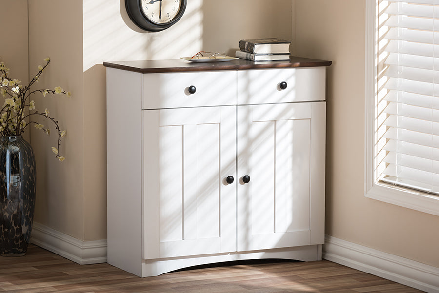Baxton Studio - Lauren Kitchen Storage Cabinet in White/Wenge - DR 883400-White/Wenge view 5