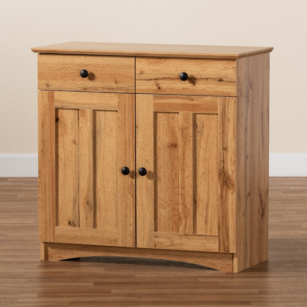 Baxton Studio - Lauren Storage Cabinet in Oak Brown/Black - DR 883400-Wotan Oak view 7