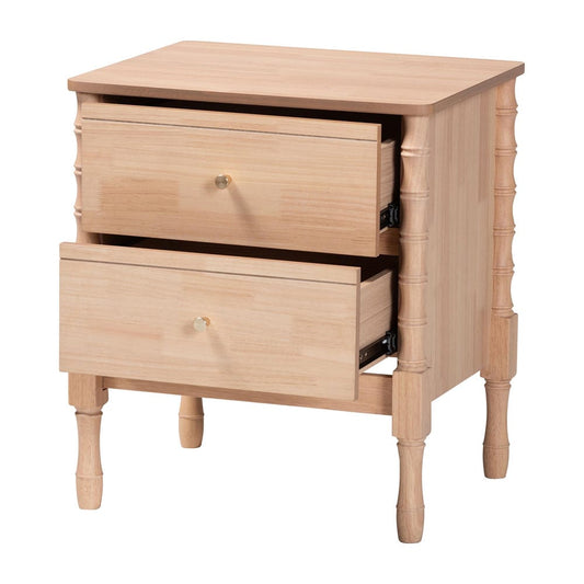 Baxton Studio - Laurent Nightstand in Beech Brown - MG9017-Beech-2DW-NS view 2