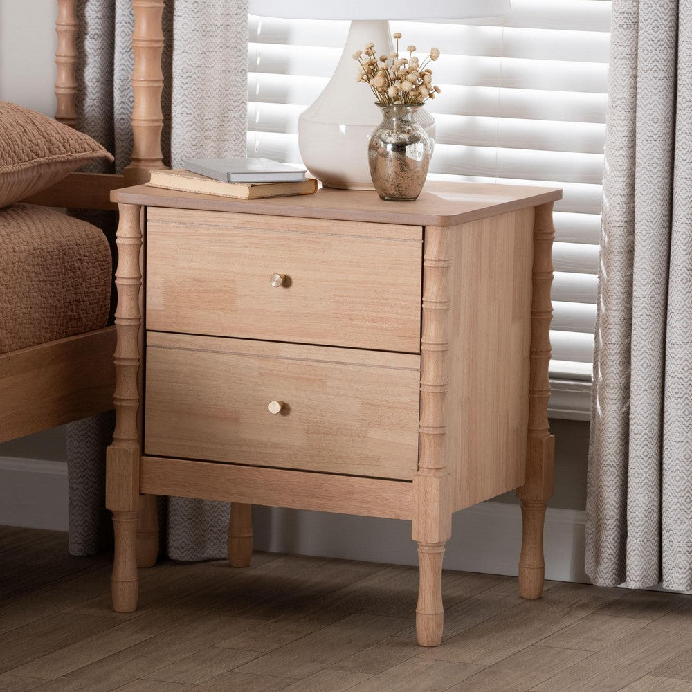 Baxton Studio - Laurent Nightstand in Beech Brown - MG9017-Beech-2DW-NS view 8
