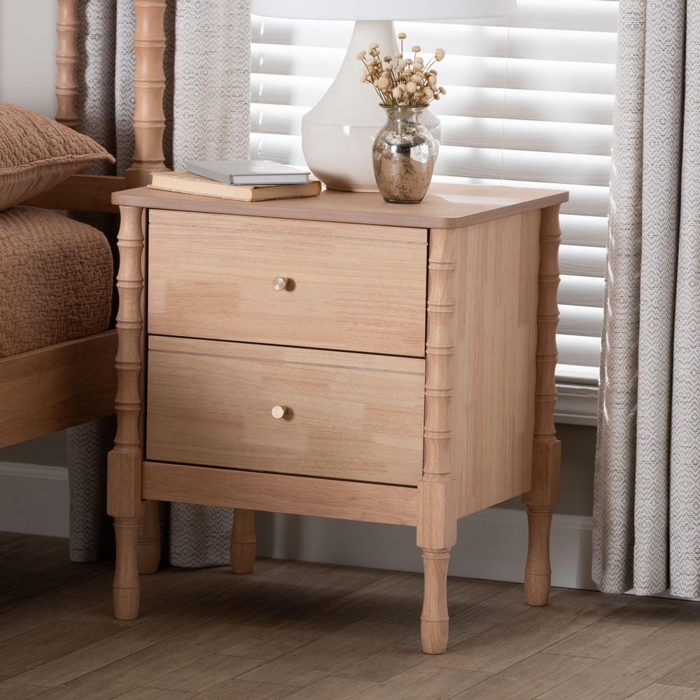 Baxton Studio - Laurent Nightstand in Beech Brown - MG9017-Beech-2DW-NS view 8