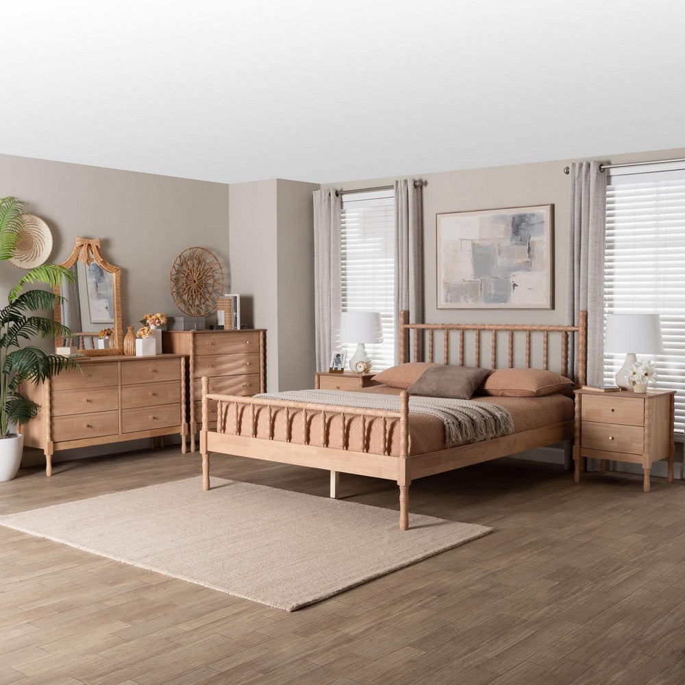 Baxton Studio - Laurent Queen Bedroom Set in Beech Brown - Candis-Beech-Queen 5PC Bedroom Set view 11