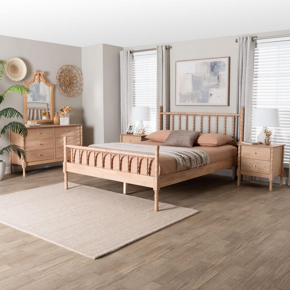 Baxton Studio - Laurent Queen Bedroom Set in Beech Brown - Femi-Beech-Queen 4PC Bedroom Set view 11