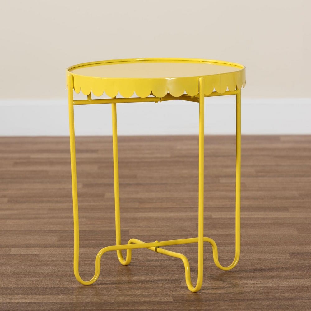 Baxton Studio - Laverne End Table in Yellow - H01-122082-Yellow/Metal-Side Table view 8