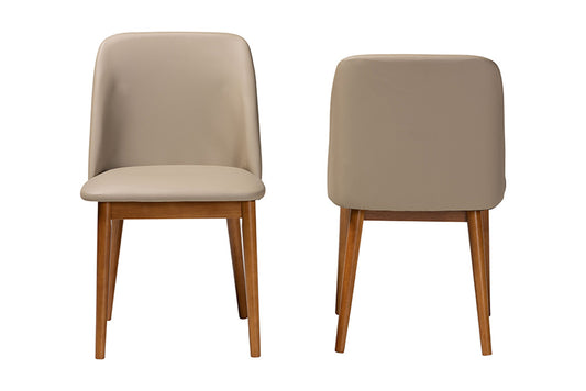Baxton Studio - Lavin Set of 2 Dining Chairs in Walnut Light Brown/Beige - RT324-CHR view 2