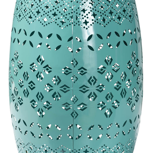 Baxton Studio - Lavinia Outdoor Side Table in Teal - H01-97939E Teal Metal Side Table view 2
