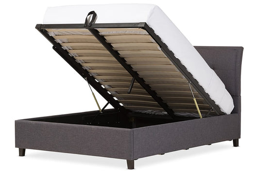 Baxton Studio - Lea Storage Bed - BBT6572-Dark Grey-Queen-Storage Bed view 2