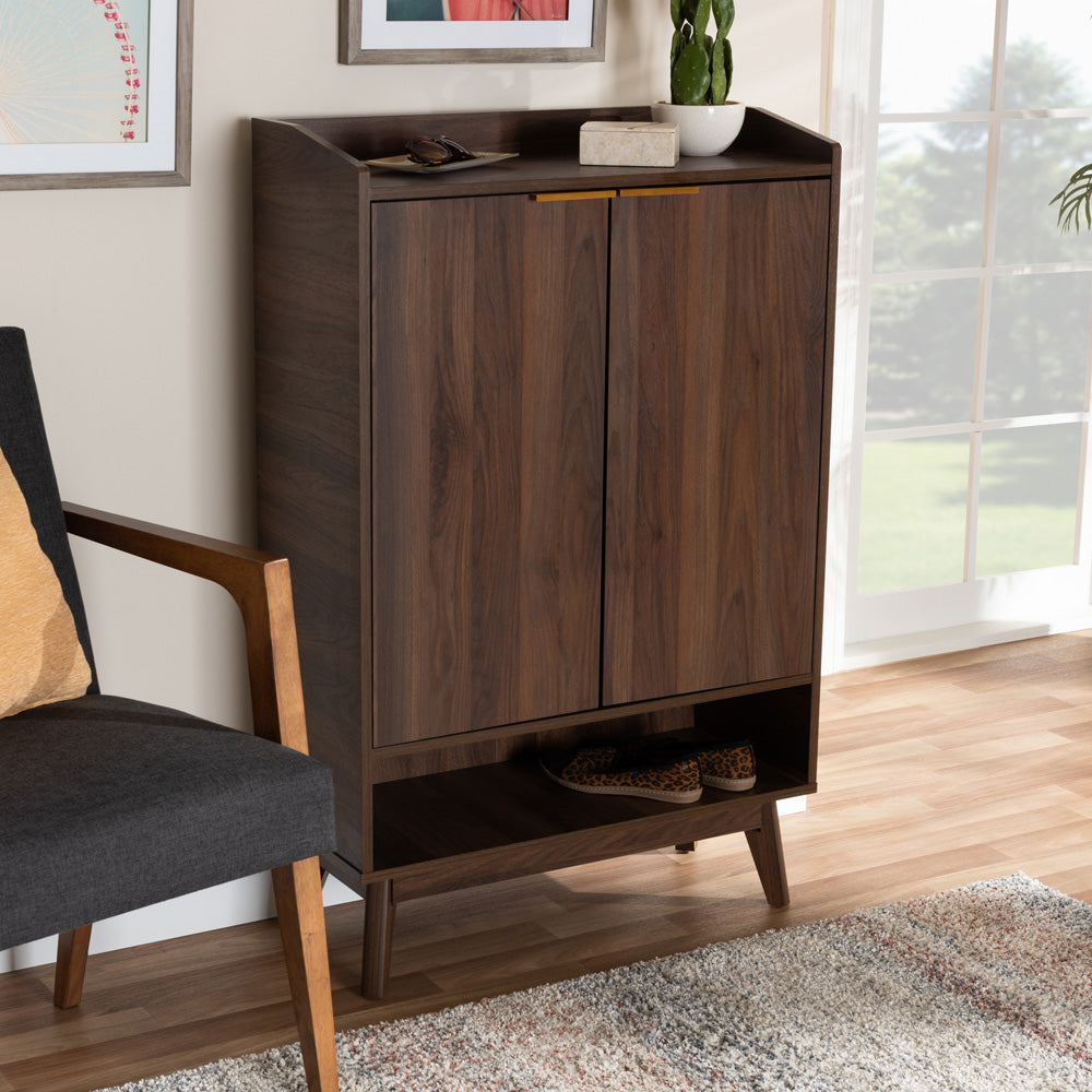 Baxton Studio - Lena Shoe Cabinet in Walnut - LV4SC4150WI-Columbia-Shoe Cabinet view 9