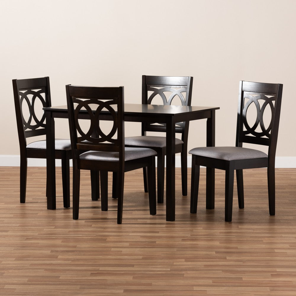Baxton Studio - LeNoir Dining Set in Gray/Espresso - RH315C-Grey/Dark Brown-5PC Dining Set view 4