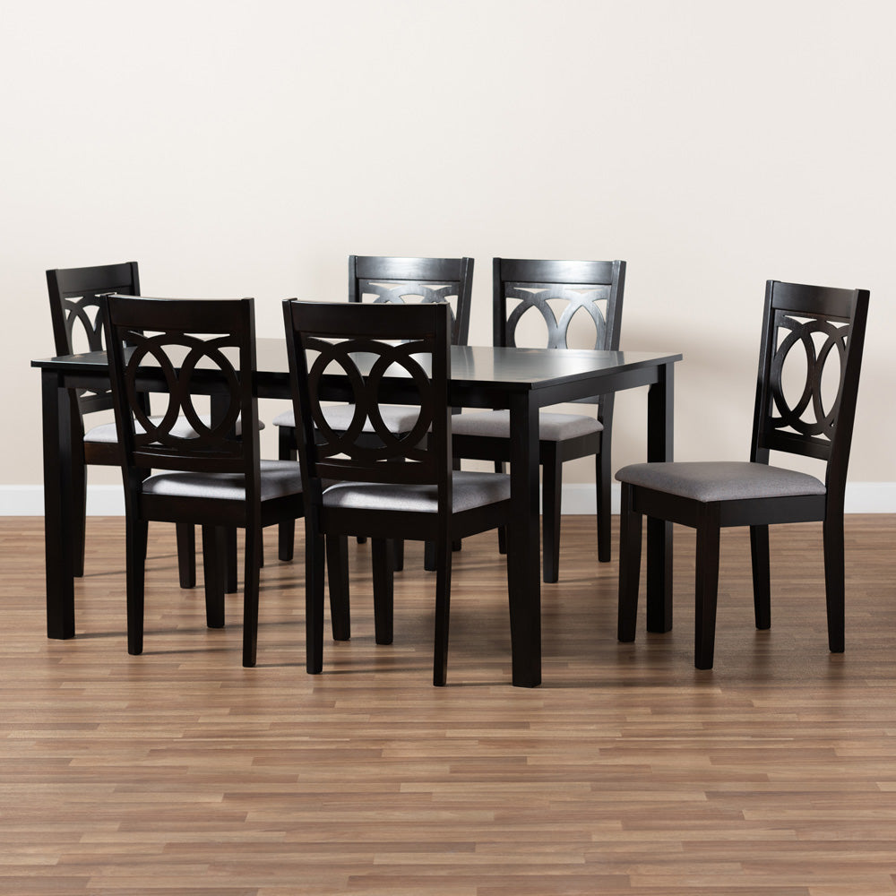 Baxton Studio - LeNoir Dining Set in Grey/Espresso - RH315C-Grey/Dark Brown-7PC Dining Set view 6