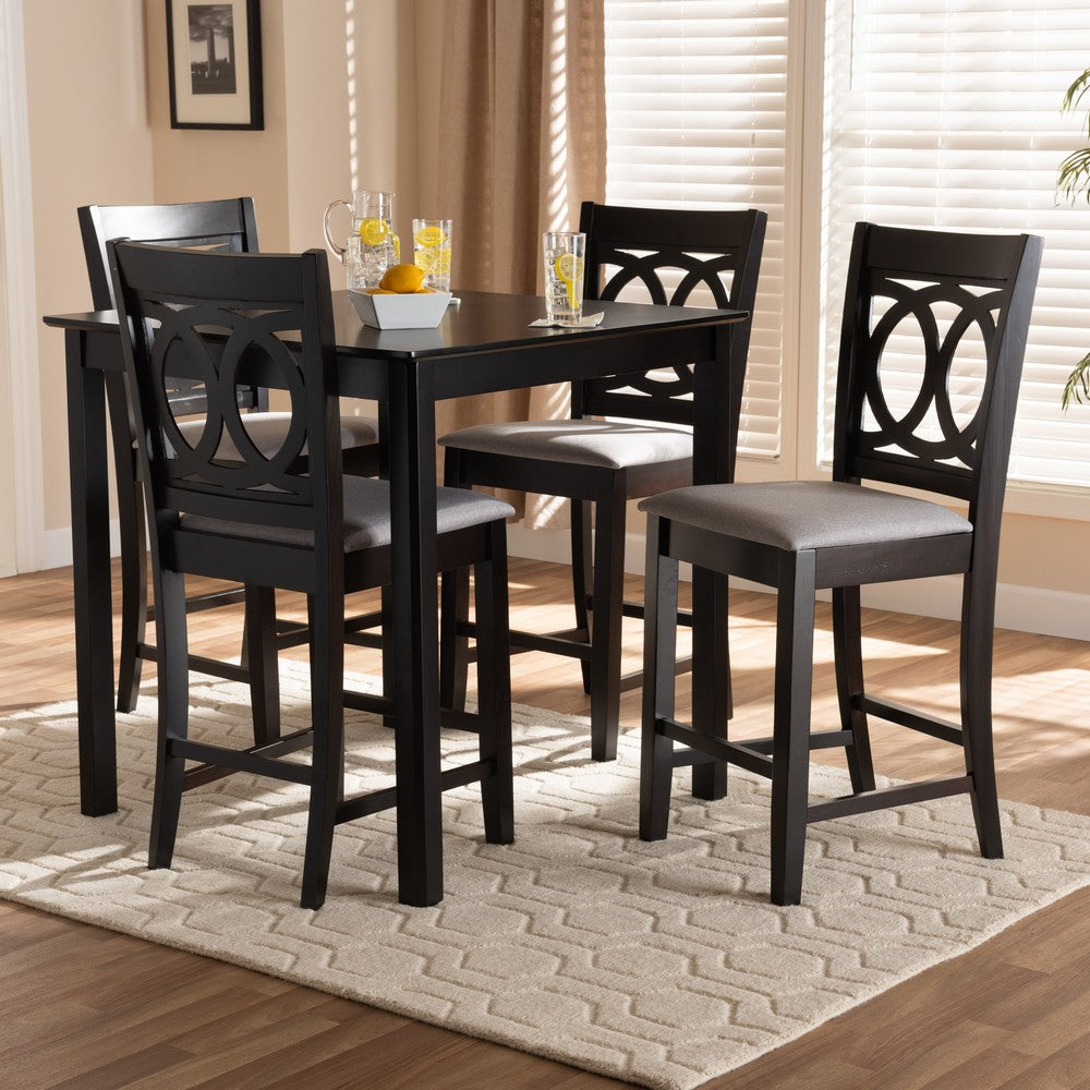 Baxton Studio - LeNoir Pub Set in Gray/Espresso - RH315P-Grey/Dark Brown-5PC Pub Set view 6