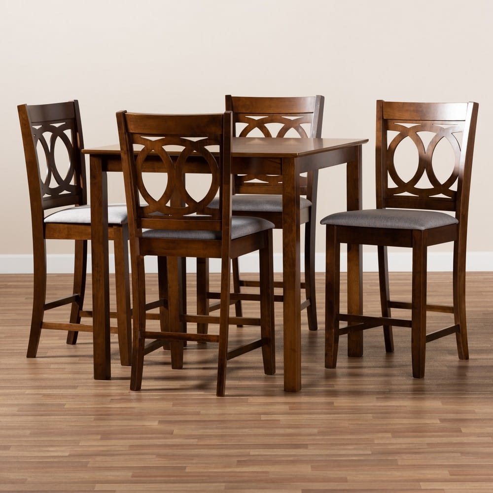 Baxton Studio - LeNoir Pub Set in Grey/Walnut - RH315P-Grey/Walnut-5PC Pub Set view 8