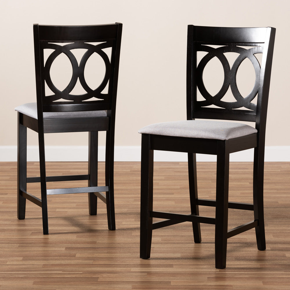 Baxton Studio - Lenoir Set of 2 Counter Stools in Gray/Espresso - RH315P-Grey/Dark Brown-PC view 6
